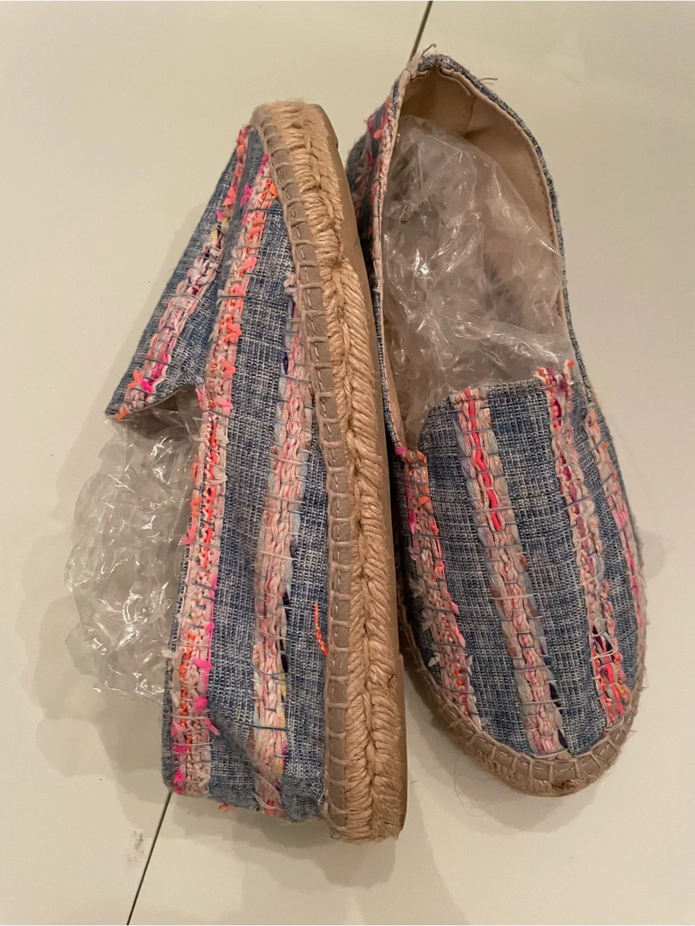 Striped Blue & Pink Women’s Espadrille Slip-Ons
